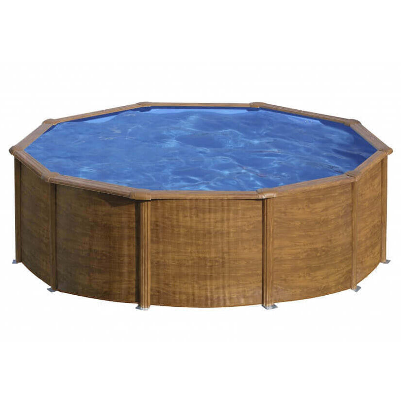Piscina Desmontável redonda Ø460cm e altura 132cm em aço madeira GRE Mauritius