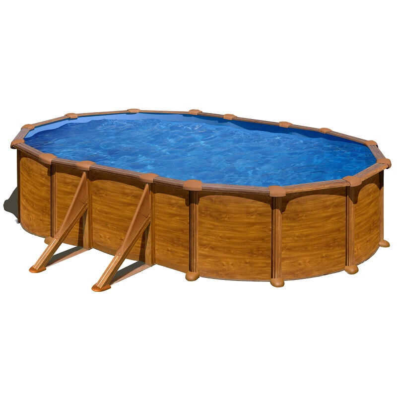 Piscina Desmontável oval 500x300 cm e altura 120cm em aço madeira GRE Sicilia