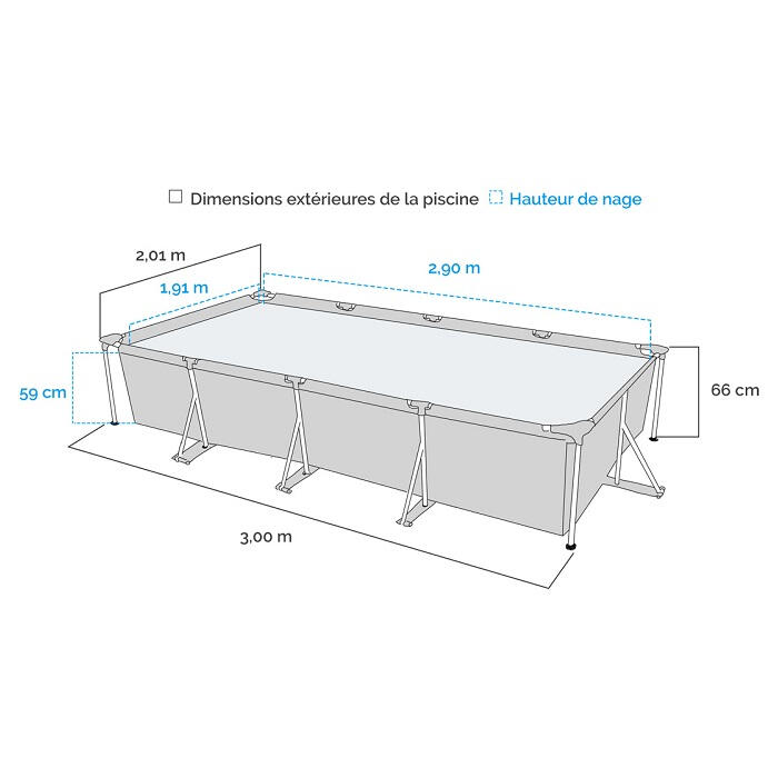 Piscina Desmontable Rectangular Bestway Steel Pro 300x201x66 cm con Revestimient