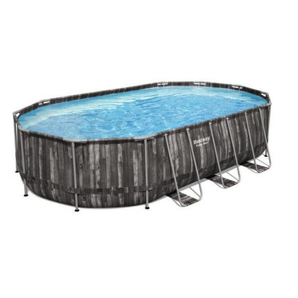 Piscine tubulaire Power Steel décor bois ovale 6,10 x 3,66 x 1,22 m