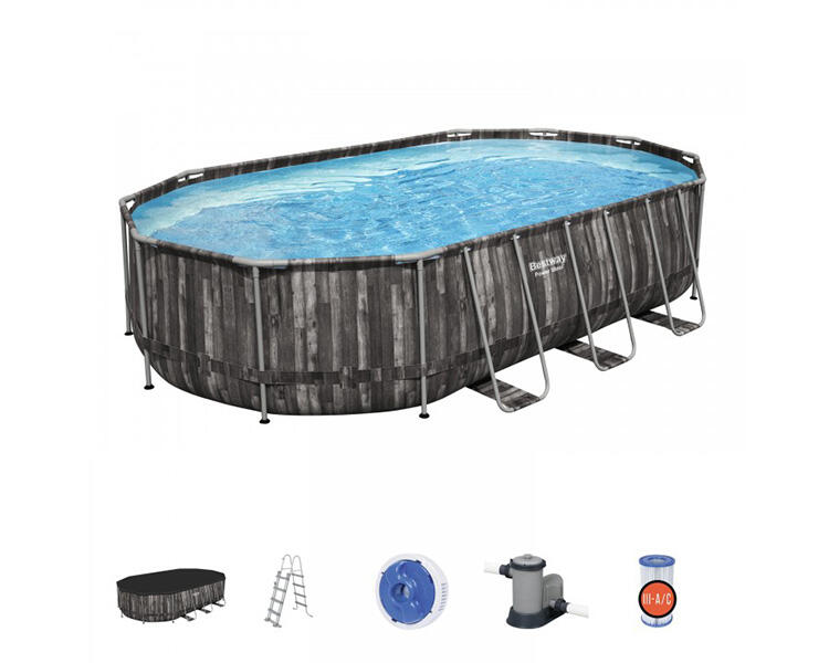 Piscina Desmontável Bestway Power Steel 610x366x122 cm Filtro Cartucho 5.678 L/H 4/7