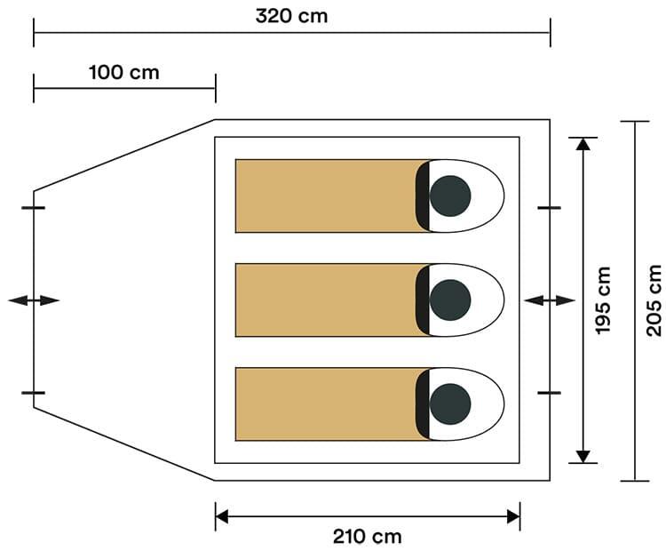 Koepeltent Dale 3 Sleeper - 3 persoons kampeertent - 1 donkere slaapcabine 7/7
