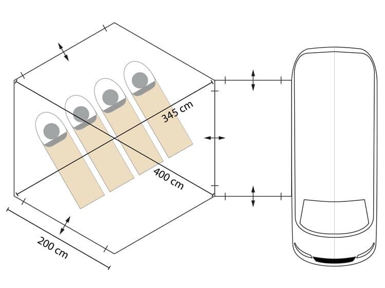 Auvent Avancée Pitea Dome - Autoportant pour véhicule SUV, Van - 2-4 personnes 7/9