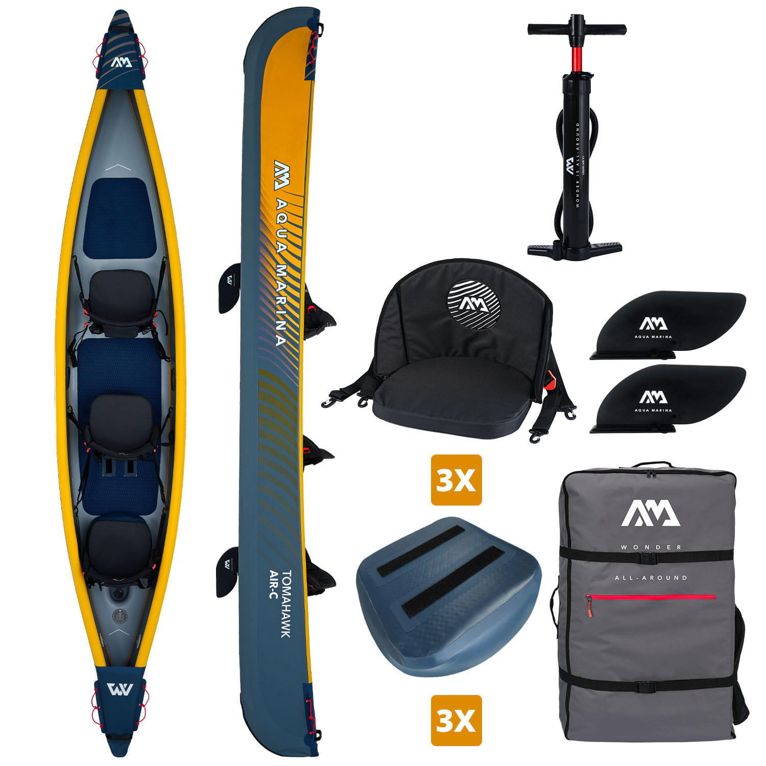CAIAQUE TOMAHAWK AIR-C 3 PESSOAS AQUA MARINA (478x88cm)
