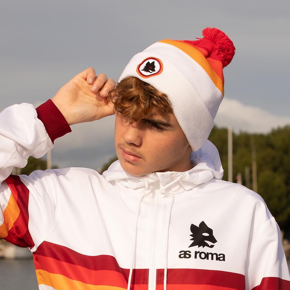 Muts voetbal volwassenen AS Roma away retro wit 2/4