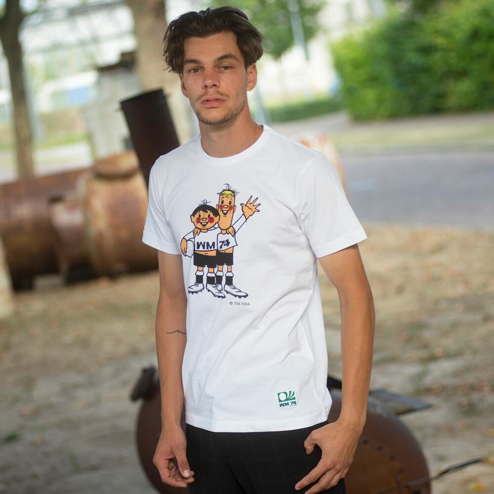T-shirt - Heren - Duitsland 1974 WK Mascotte - Korte mouw - Wit 2/7