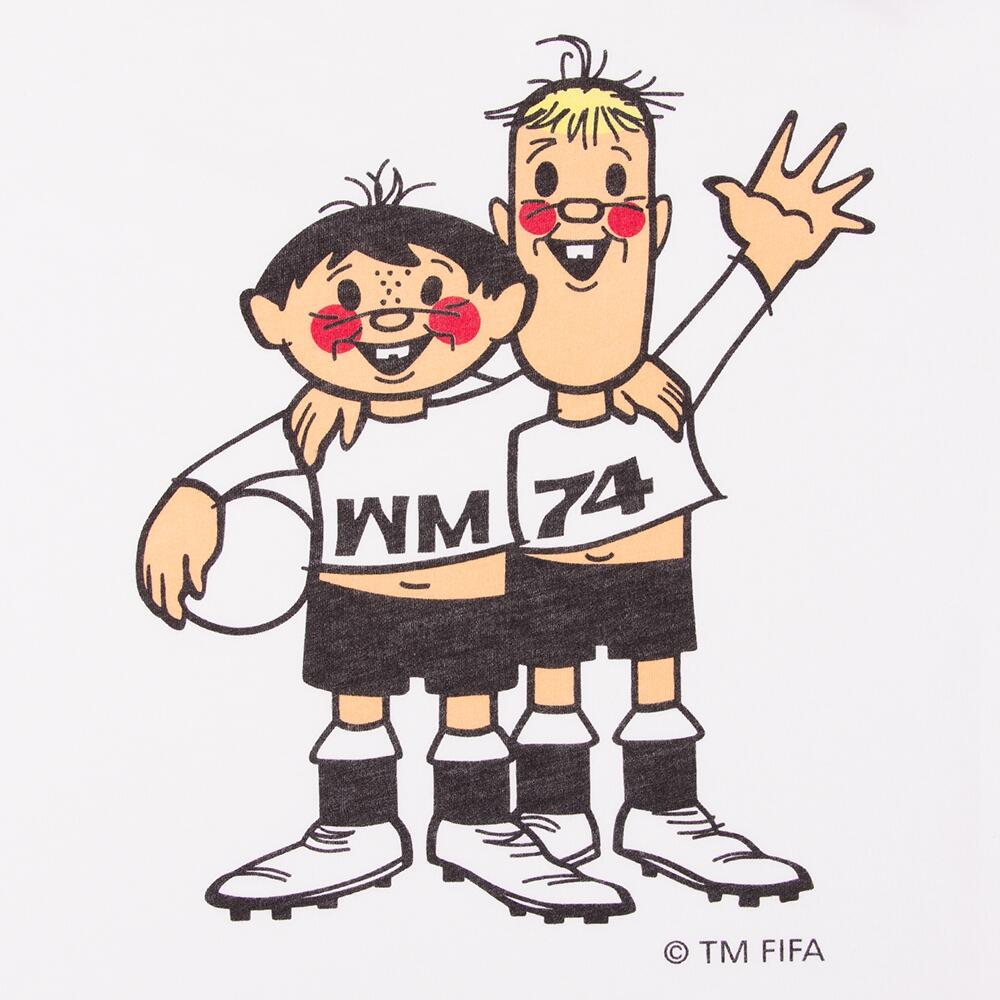 T-shirt - Heren - Duitsland 1974 WK Mascotte - Korte mouw - Wit 3/7