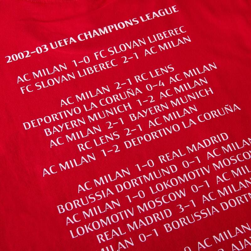 Koszulka dla dorosłych - Zespół AC Milan CL 2003 Haft - Czerwona