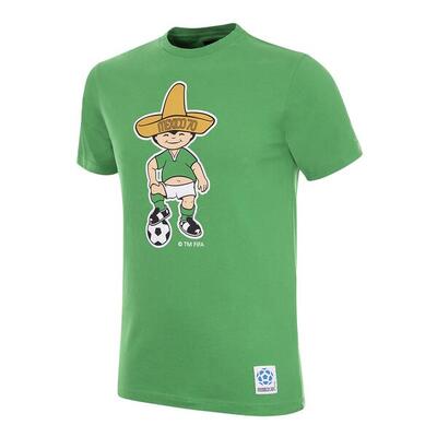 T-shirt - heren - mexico 1970 wk mascotte juanito - korte mouw - groen