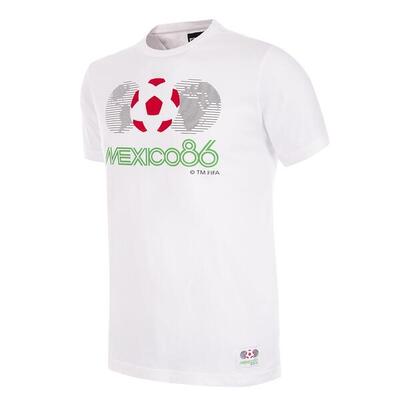 T-shirt - heren - mexico 1986 wk emblem - korte mouw - wit