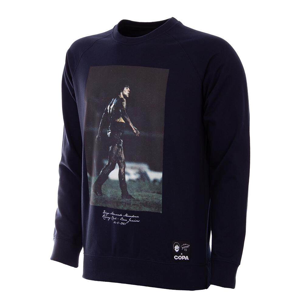 Sweater - adulto - maradona x copa campo encharcado - azul escuro