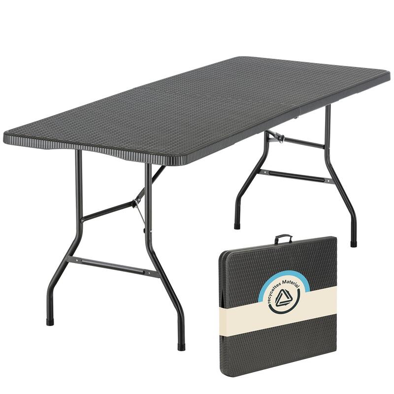 Table de camping Masi - Pliable - 180 × 74 × 74 cm - Acier/HDPE - Max 200 kg