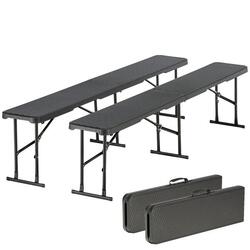 Lot de 2 Bancs pliables Masi - Camping - Pique-nique - 180 cm- max 300 kg