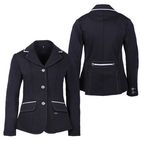 QHP Veste Équitation De Compétition Perry Junior - Softshell Confortable Avec Passepoils Gris Pour Garçon
