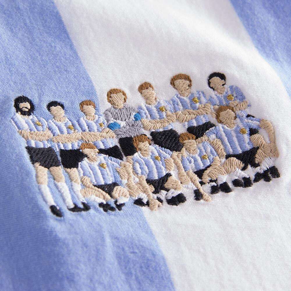 T-shirt - Heren - Argentinië WK 1986 - Geborduurd - Korte mouw - Blauw - Wit 2/4