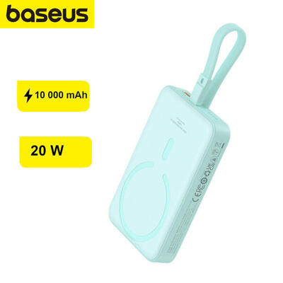 Baseus magnetische powerbank 10000mah 20w met lightning kabel