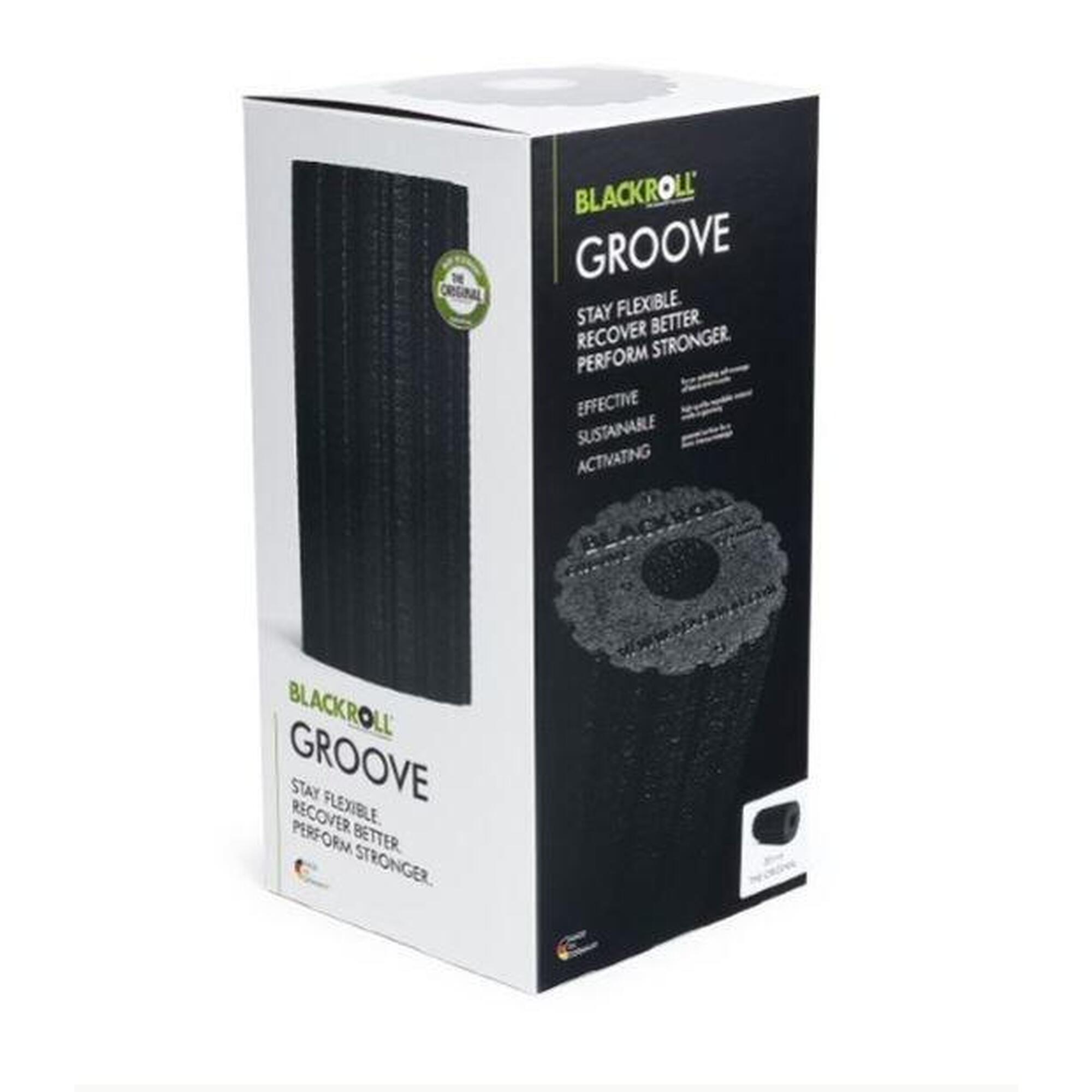 Massagerolle Standard Groove - Faszienrolle - 30 cm - Schwarz