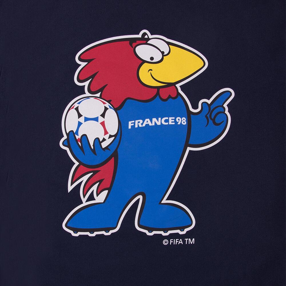 T-shirt - Heren - Frankrijk 1998 WK Mascotte - Korte mouw - Blauw 3/7