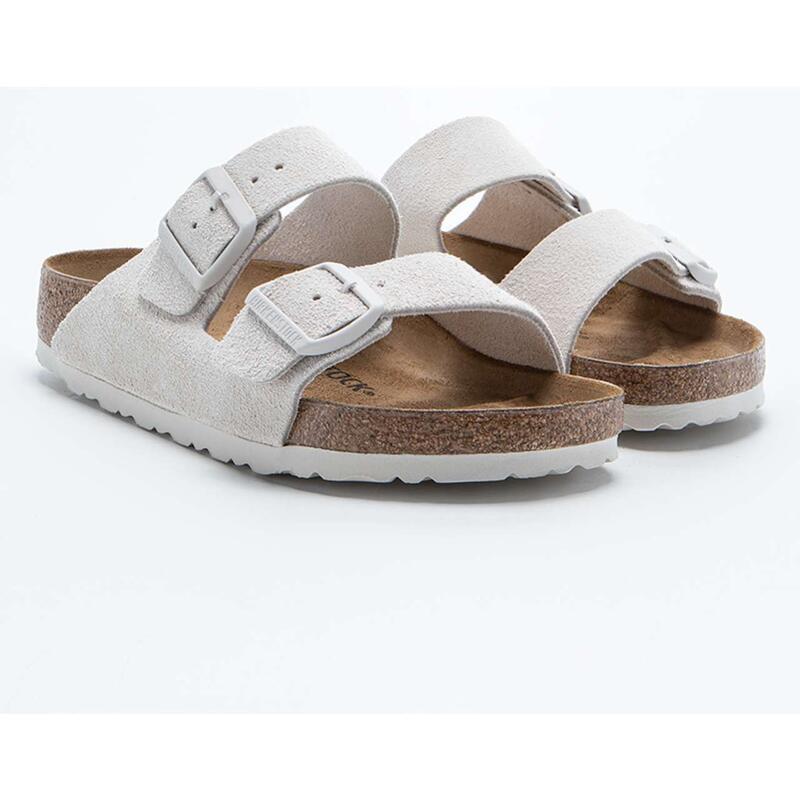 Sandale Birkenstock Arizona din piele întoarsă albă