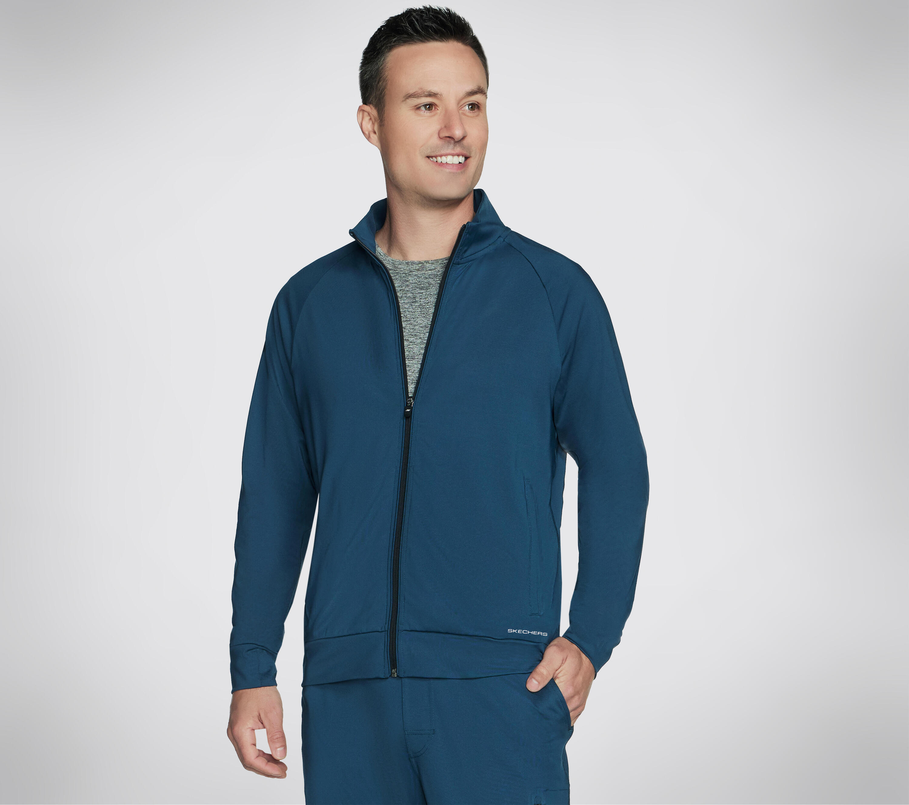 SKECHERS Felpa da uomo SKECHERS THE HOODLESS HOODIE WEEKEND blu scuro