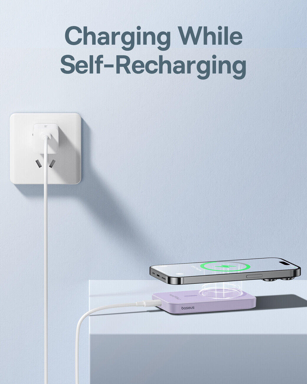 Powerbank Baseus 5000mAh USB-C PD 20W MagSafe Ricarica Induttiva 6/7