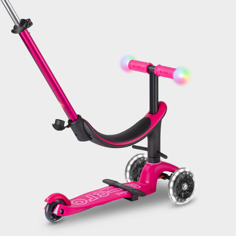 Patinete Infantil 3 Ruedas Evolutivo Micro Mini2Grow Deluxe Magic LED Rosa