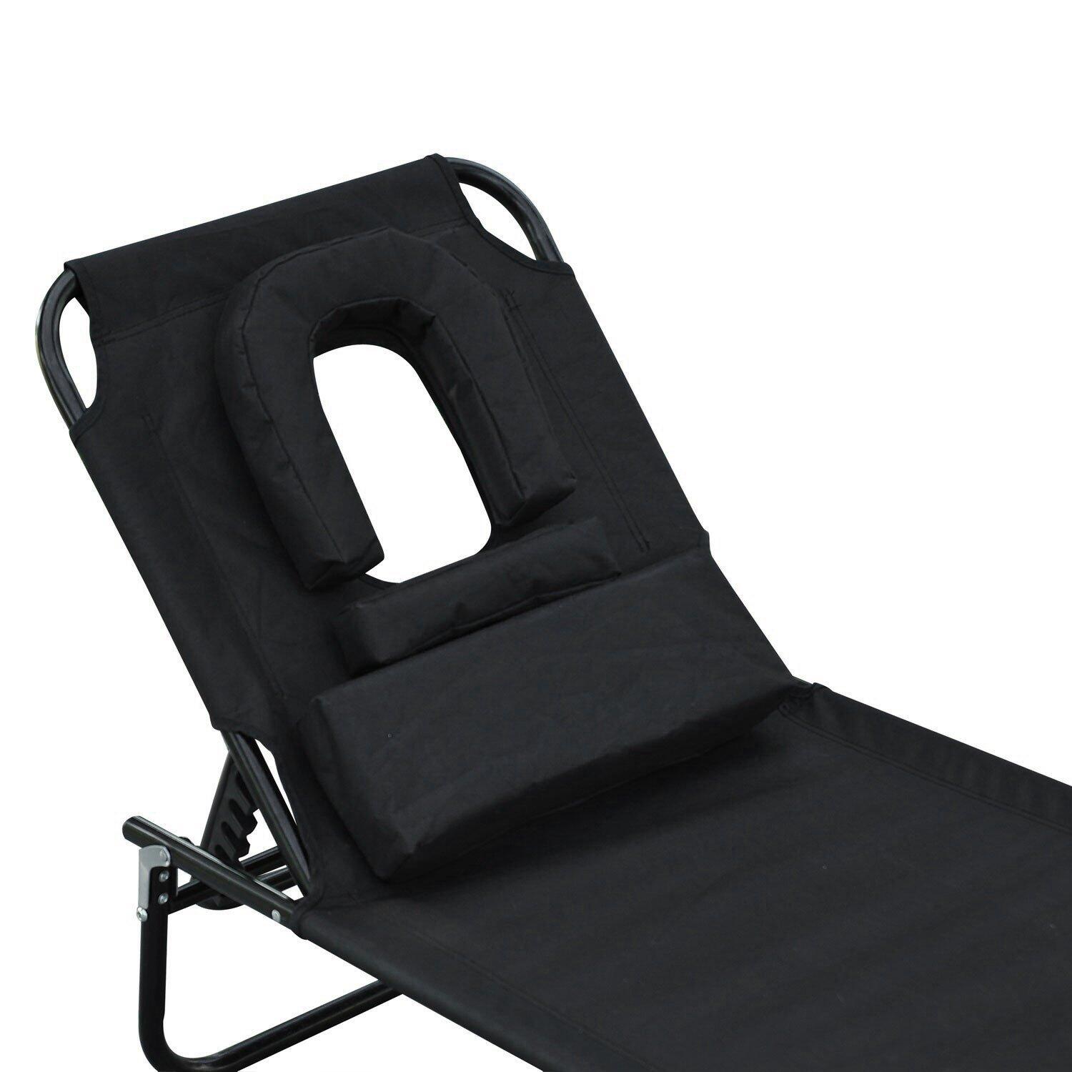Tumbona Plegable Outsunny 190x56x28 cm Negro 4/7
