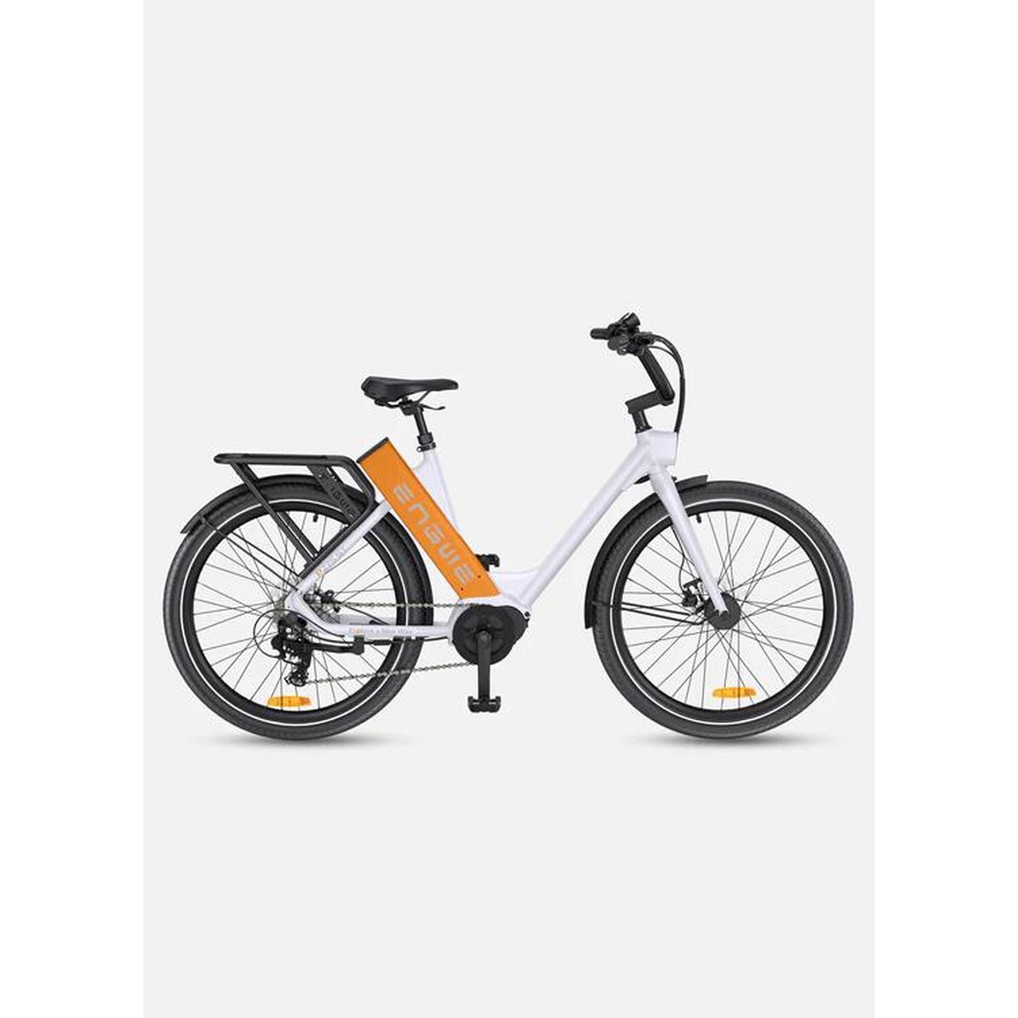 Bicicleta Elétrica Engwe P275 ST - 250W - Branco e laranja