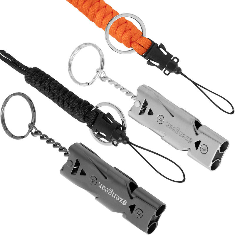 Sifflets puissants avec lien en paracorde (Lot de 2), porte-clés