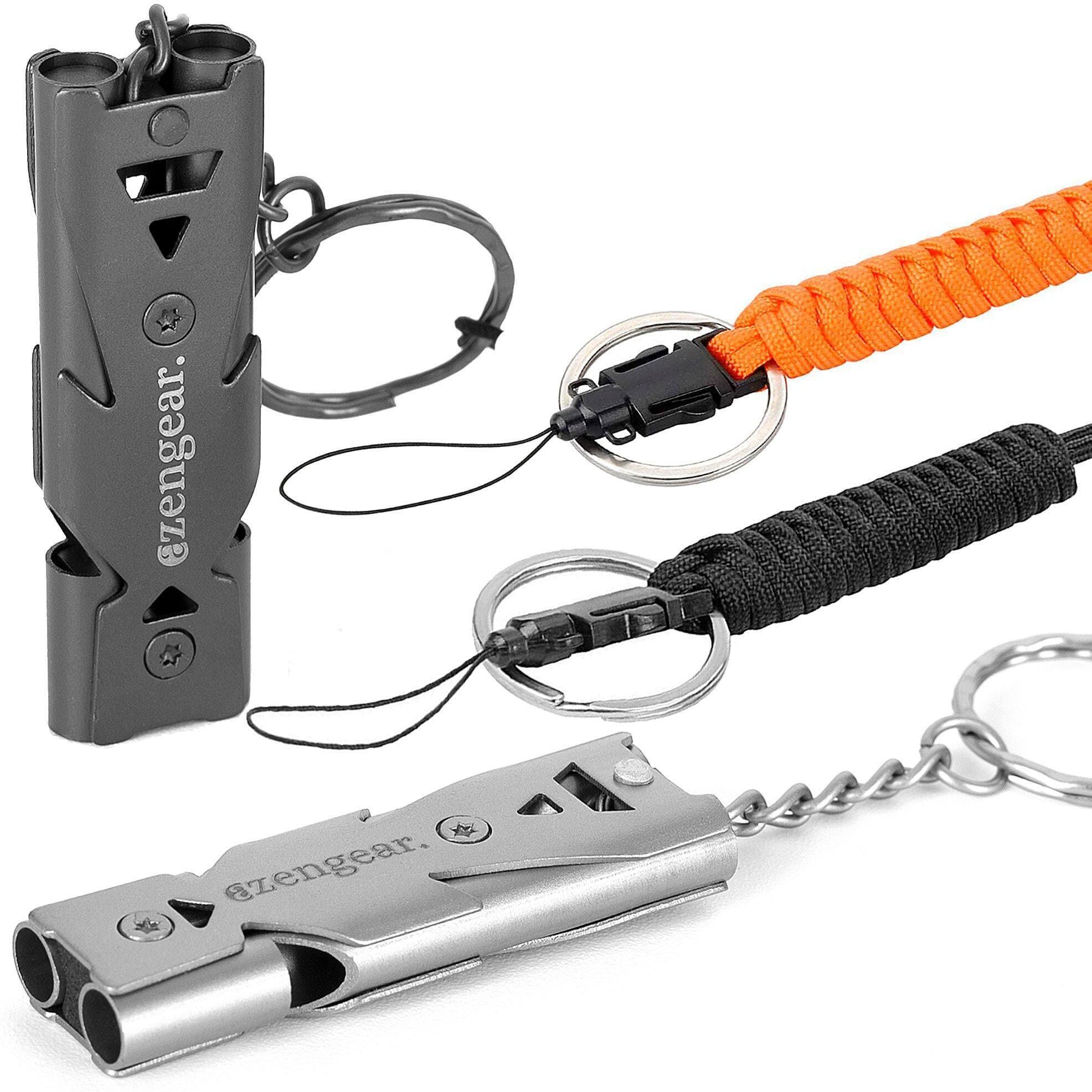AZENGEAR Loud Stainless Steel Whistle With Paracord Lanyard String (2 Pack)