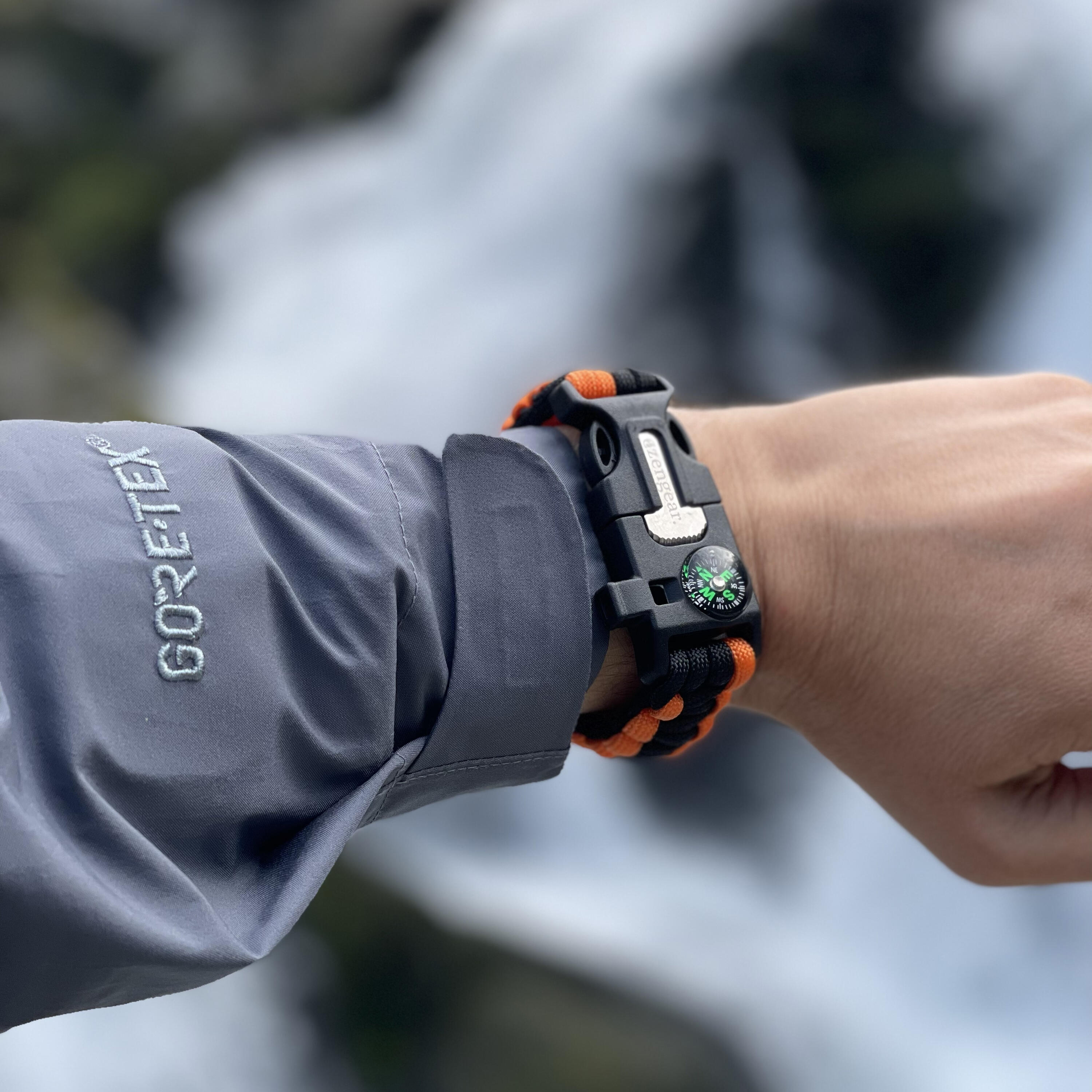 Paracord survival armband met vuurstarter, kompas, fluitje outdoor 5/9