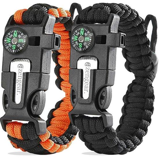Paracord Überlebens Armband mit Feuerstarter Pfeife und Kompass