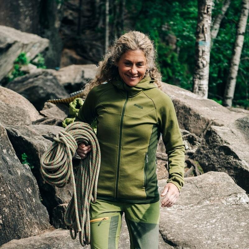 Bergans of Norway Veste à capuche en laine Cecilie - Vert Trail/Vert Olive Foncé