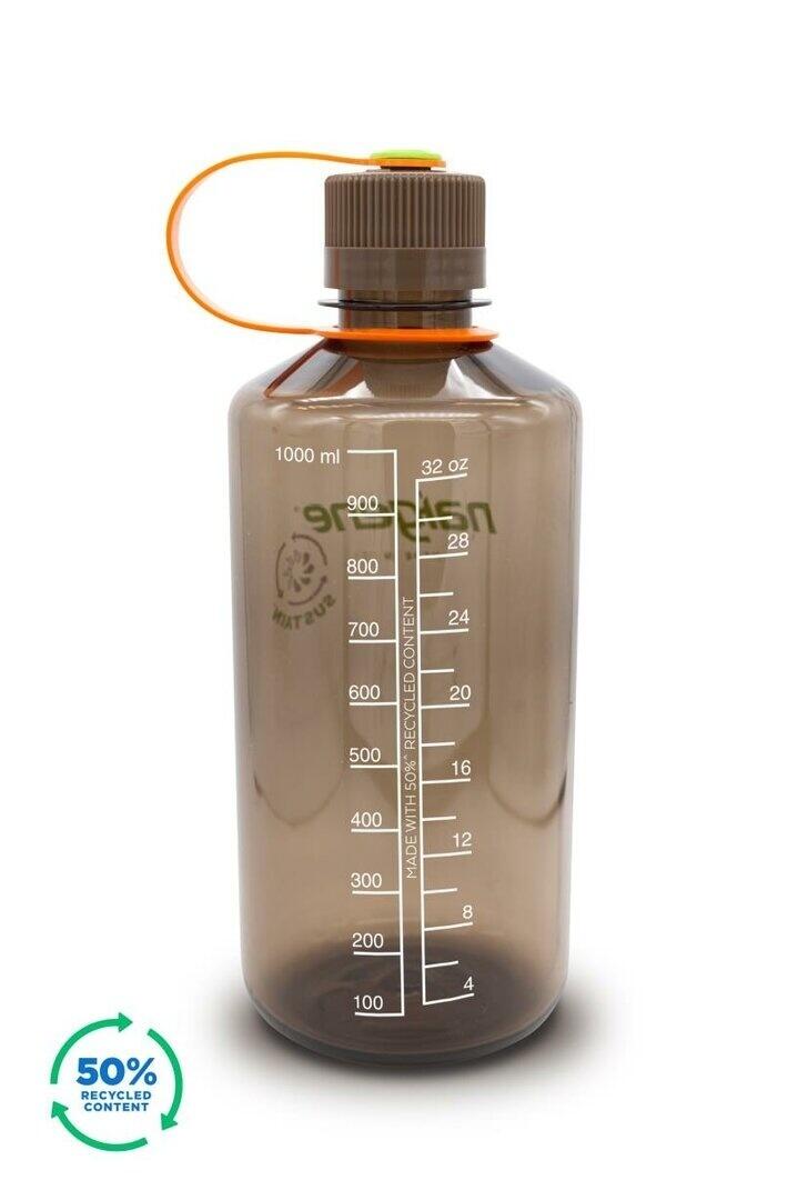 1L Narrow Mouth Sustain Water Bottle - Made From 50% Plastic Waste - Bark Brown 2/5