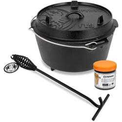 Petromax Dutch Oven FT6-6QT (avec Pieds) Ensemble - Poêle + Levier de Couvercle