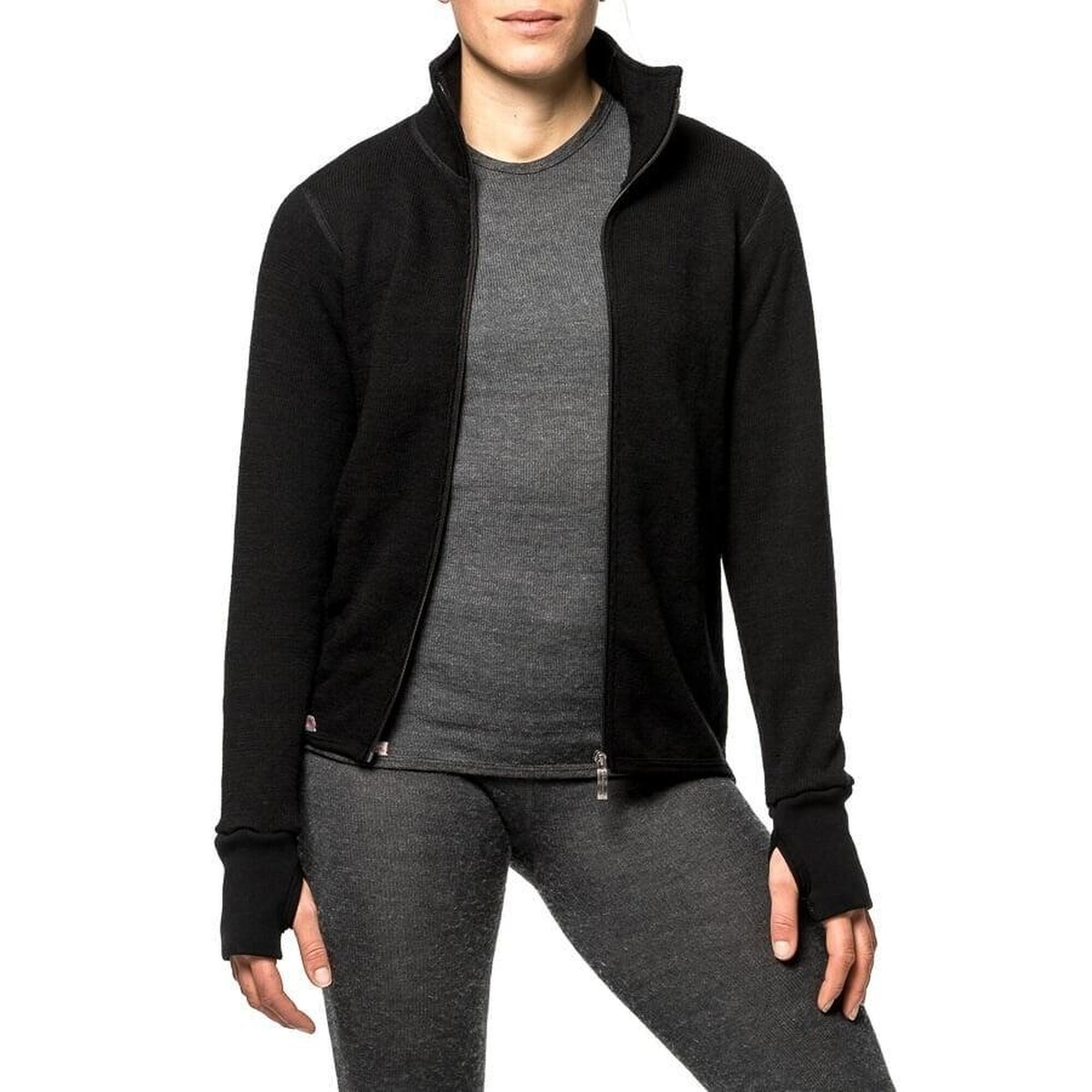 Woolpower Chaqueta Merino Mid Layer Full Zip 400 - Negra