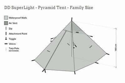 Dd hammocks superlight pyramide tent - familiemaat pyramide tent