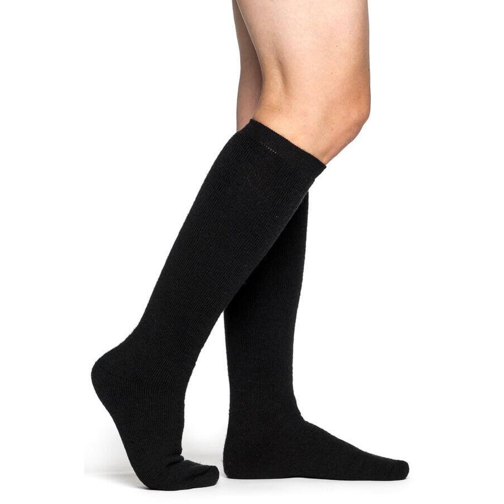 Woolpower Chaussettes hautes jusqu'au genou Merino 400 - Noir