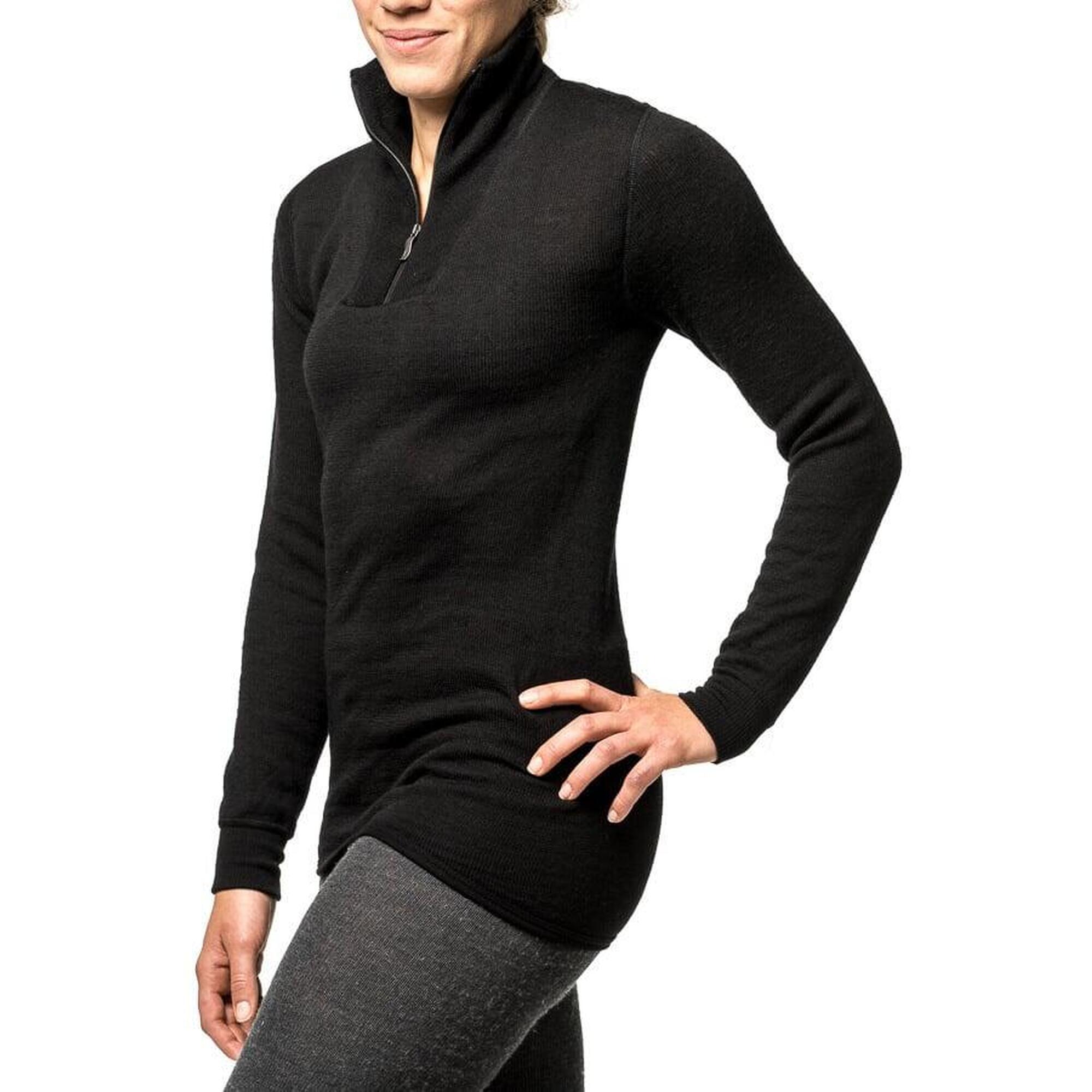 Woolpower Merino Mid Layer Zip Turtleneck 400 - Black