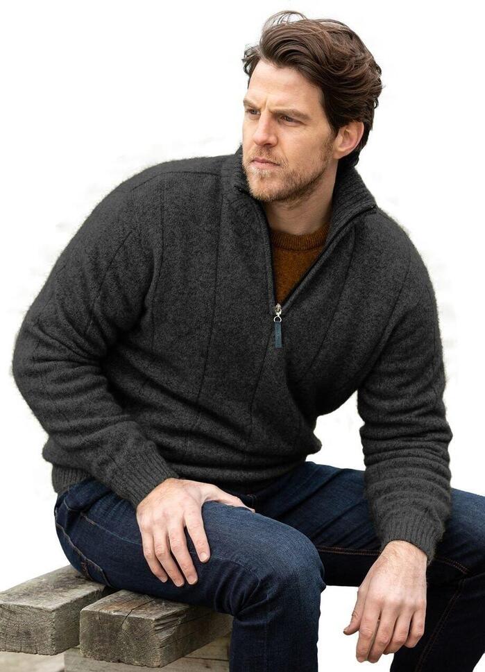 Wełniany sweter męski Weft Possum Merino Javelin Zip Neck