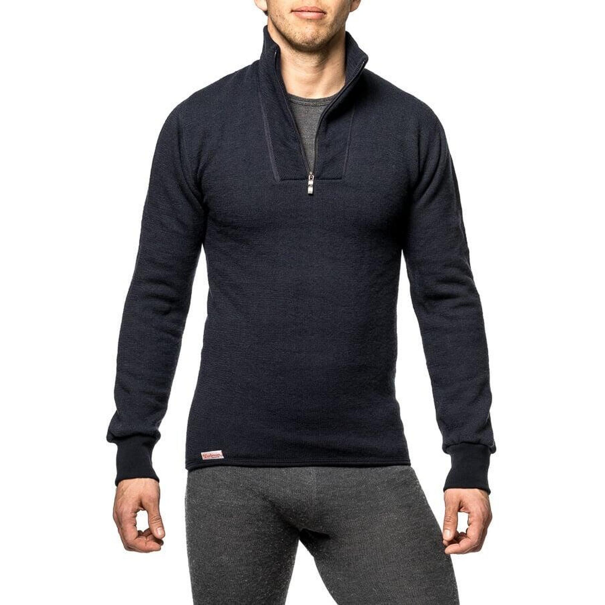 Woolpower Merino Mid Layer Zip Turtleneck 400 - Marine Foncé