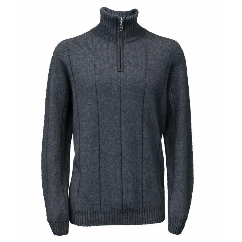 Weft Possum Merino Javelin Zip Neck - Maglione di lana - Antracite