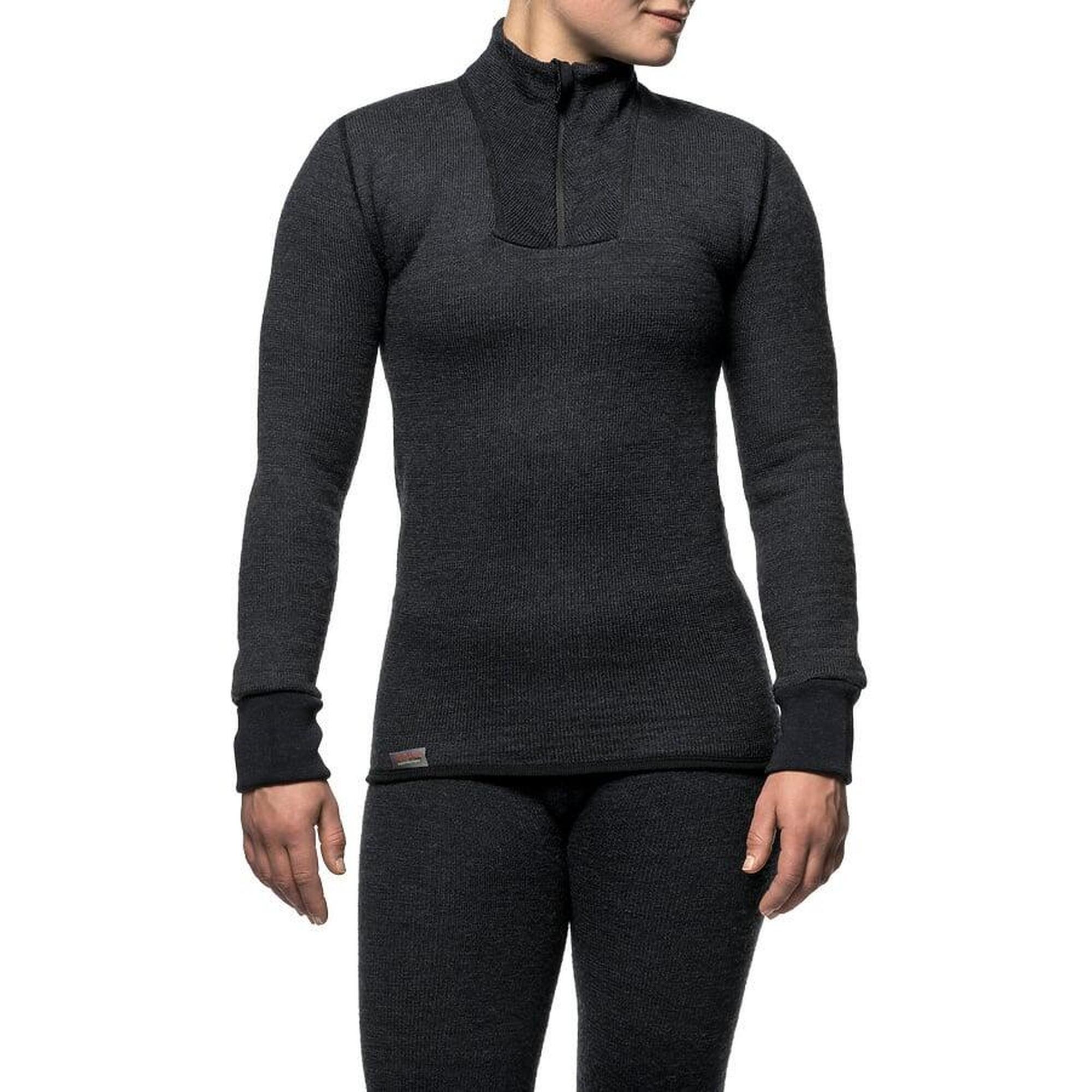 Woolpower Merino Mid Layer Zip Turtleneck 400 - Noir