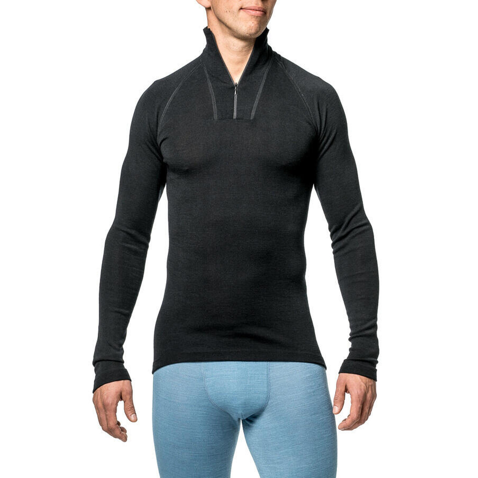 Woolpower Merino Base Layer Zip Turtleneck LITE - Black