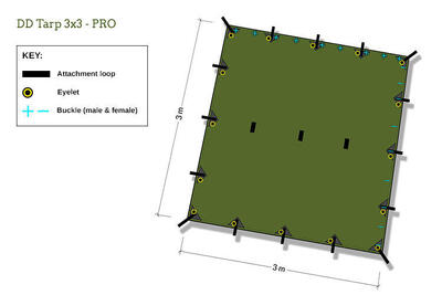 Dd hammocks tarp 3x3 - pro - olive green