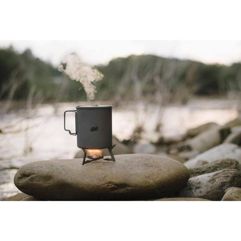 Vas titaniu Esbit 750 ml cu capac si husa pentru tacamuri