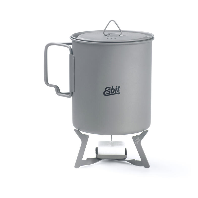 Vas titaniu Esbit 750 ml cu capac si husa pentru tacamuri