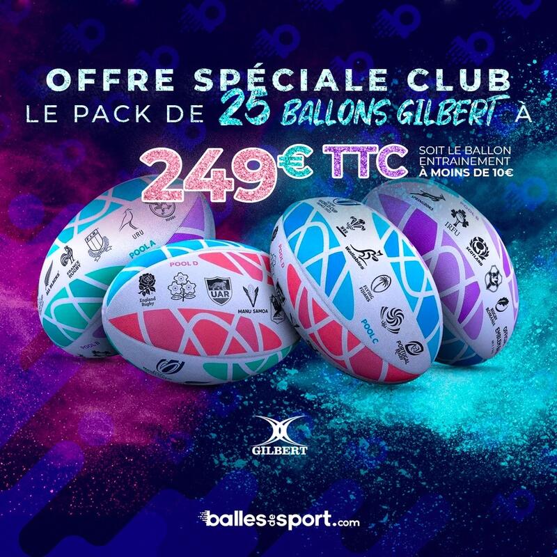 25 Ballons de Rugby Gilbert Emblème Coupe du Monde 2023