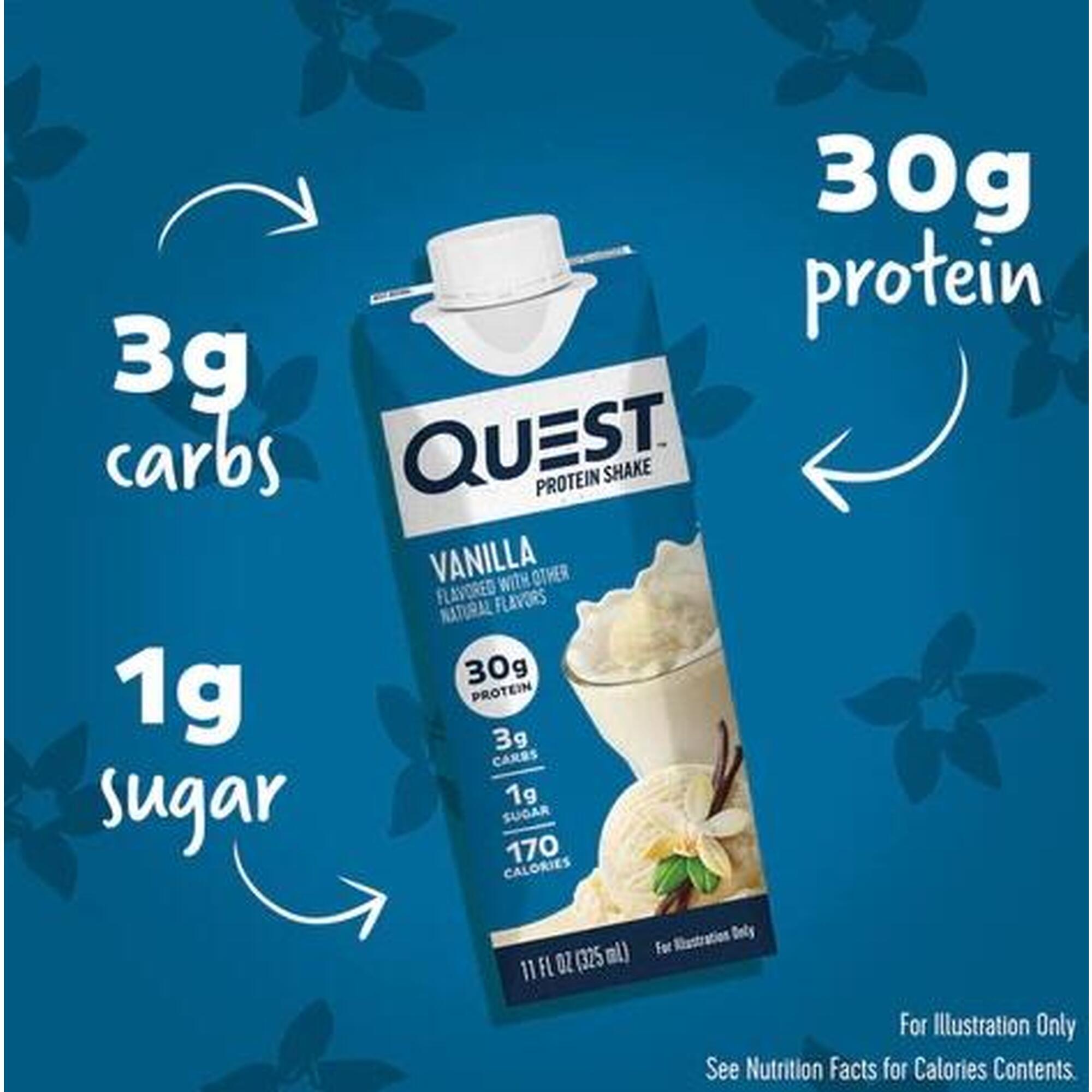 Quest Protein Shake - Vanilla Milkshake (325mL) 12 PACK, expire on Jul 2024