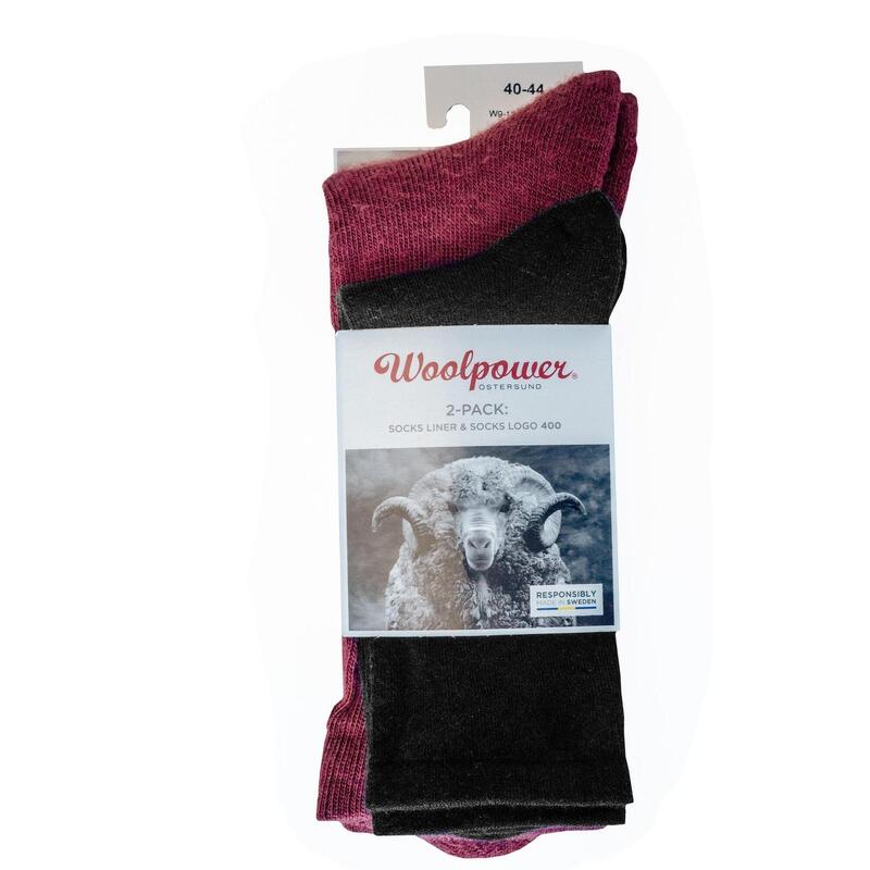 Woolpower 2-Pack: Chaussette de Doublure / Chaussette 400 - Noir / Rouge Rouille